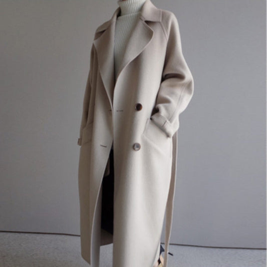 Jauceline | Long vegan wool winter coat with belt